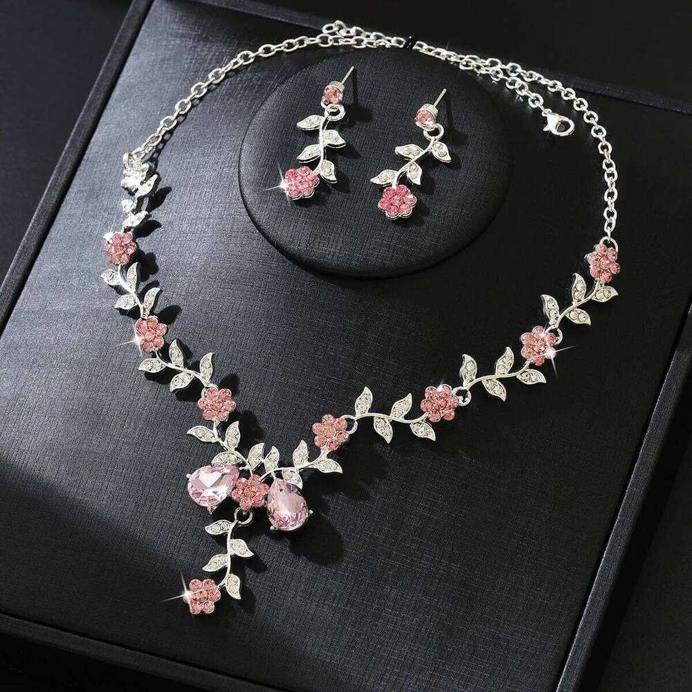 3pcs Women's Fashion Trend Small Flower Water Drop Necklace Earrings Jewelry Set Wedding Banquet Party Festival Gift Z260313