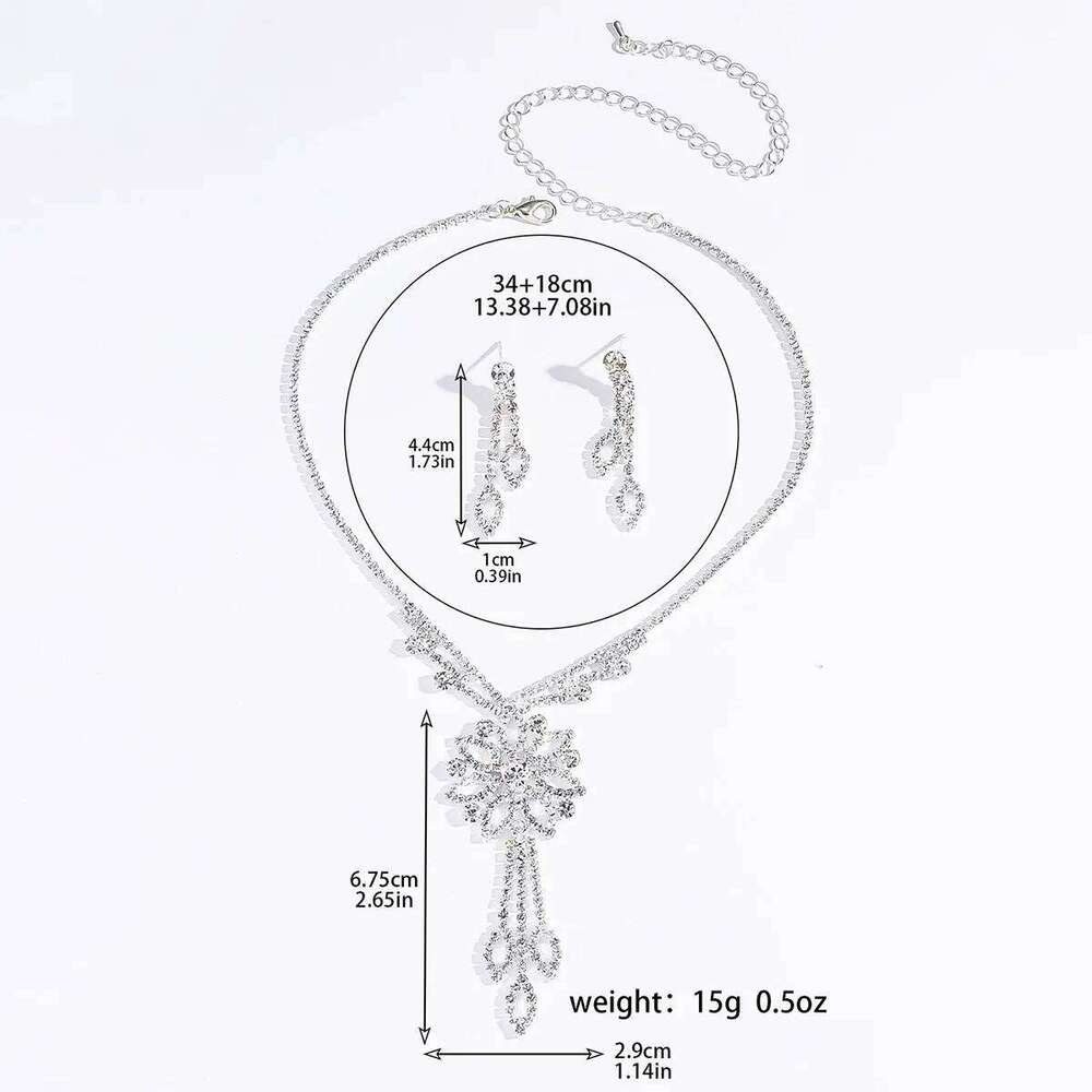 3PC Women's Fashion Flower Tassel Necklace Earring Set, Suitable for Wedding, Party, and Festival Gifts Z260313