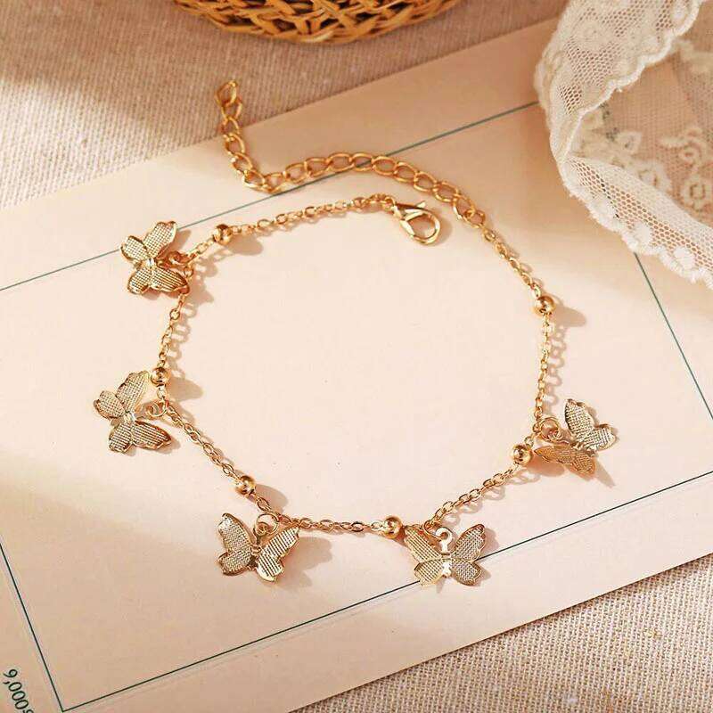 New Arrival Bracelet Simple Girls Sweet Butterfly Pendant Charm Bracelets Hand Jewelry Gifts For Women Beach Anklet Z260313