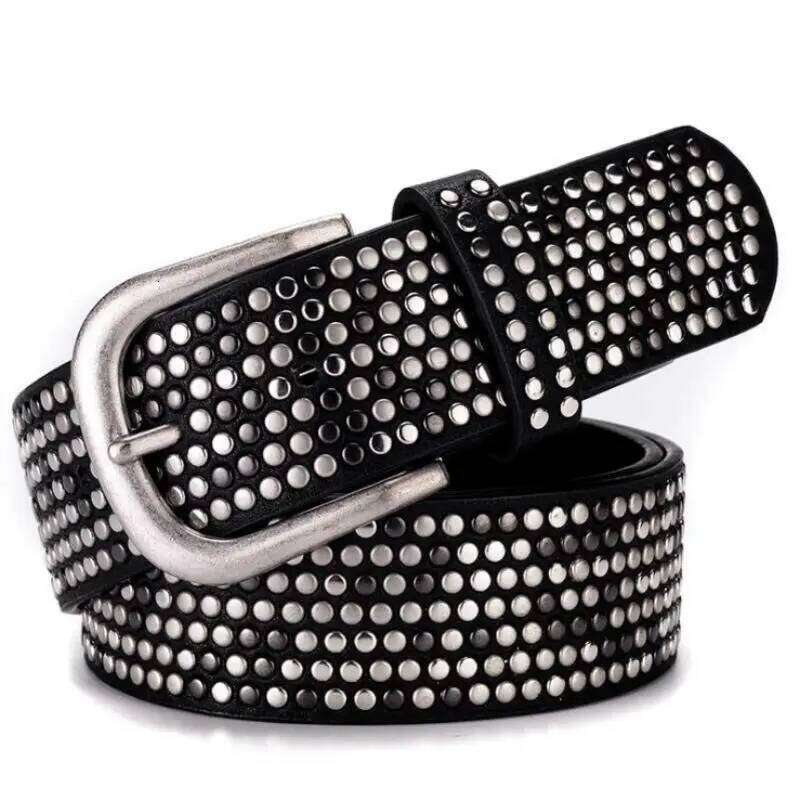 SupSindy Jeans Belt Punk Dot Rivets Pin Buckle Luxury Brand Lady's Original PU Leather Belts for Women Waistband Female Z260226