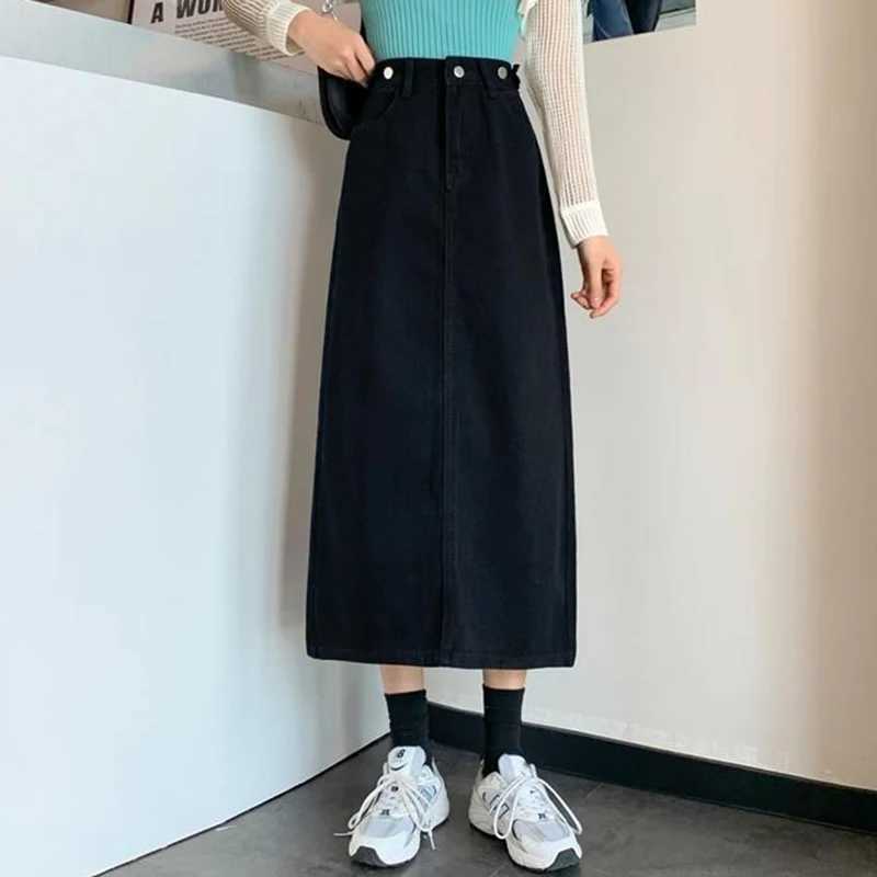 2026 Lady Summer High Waist Back Slit Skirts Hot Sale Fashion s Mid-Long Skirts Women Korean Thin Denim Dress M260314