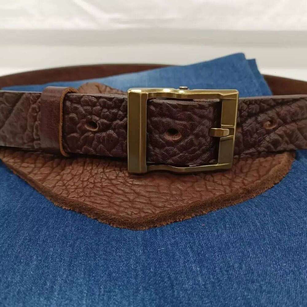 3.8CM Men's Thickened Copper Buckle Full Grain Luxury Handmade Belts Men High Quality Genuine Leather For Man Brown Gift Z260226