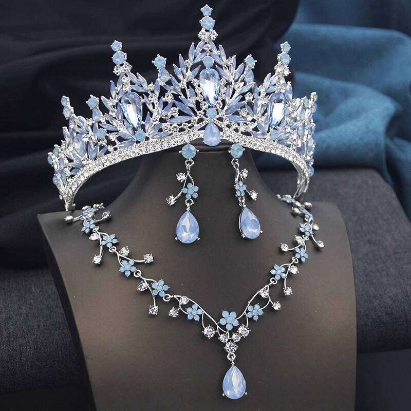 Princess 3 Pcs Set Tiaras and necklace earrings for Bridal Jewelry Sets Brides Wedding Crown Prom Birthday Costume Accessories Z260313