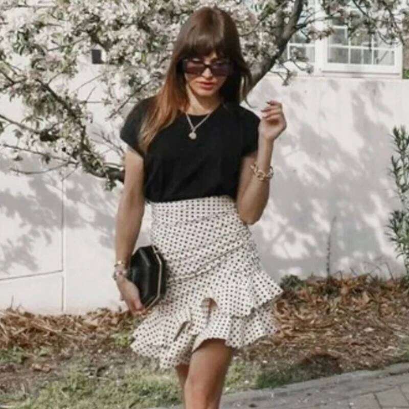 HXAO Women's Polka Dot Layered Summer 2025 Boho Ruffle Mini Skirt Shorts Elegant Female Wrap Pleated Culottes Z260314