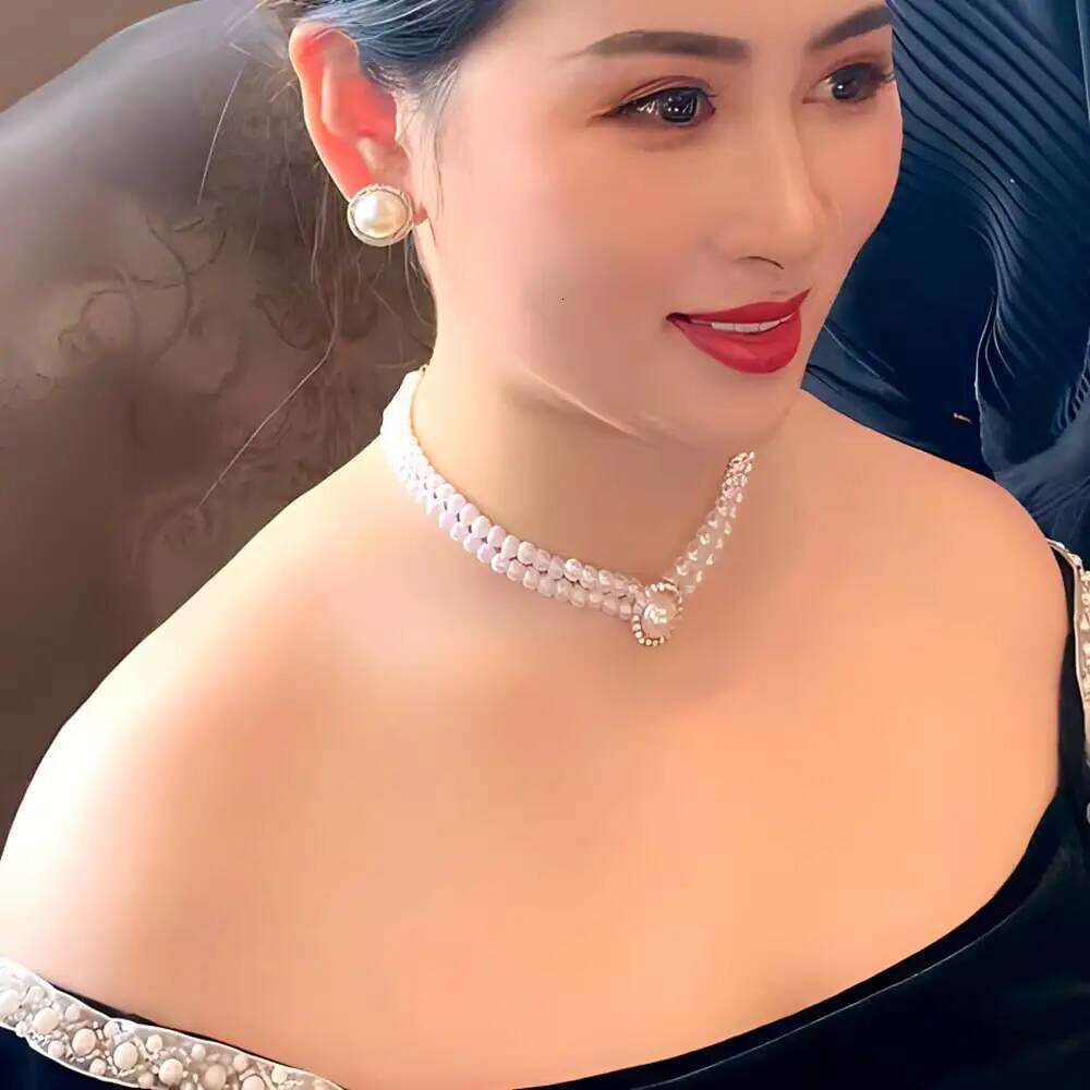 New Fashion Elegant Round Alloy Rhinestone Imitation Pearl Beaded Necklace Earring Jewelry Set Bridal Wedding Accessories Z260313