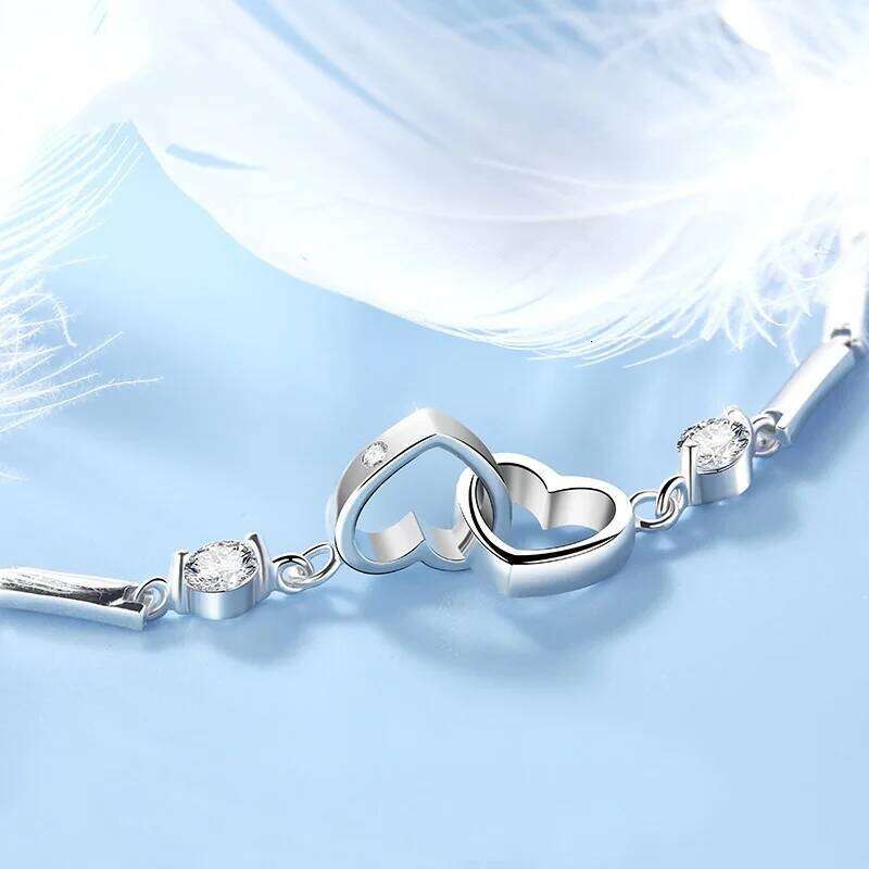 925 Sterling Silver Bracelets Bangles Charms Heart for Women Valentine's Days Cubic Zircon Wedding Love Couple Jewelry Z260313