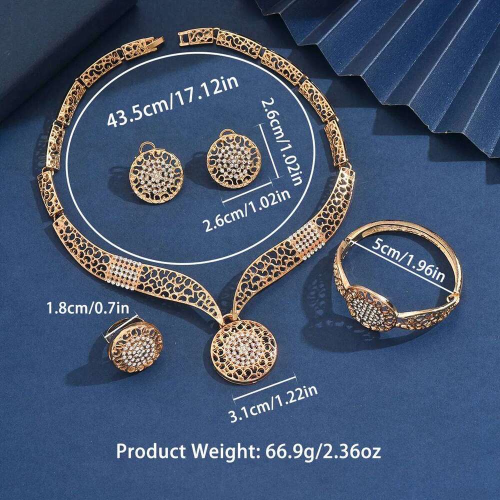 Luxury Gold Jewelry Set Women Necklace Earrings Bracelet Ring Fashion Party Wedding Accessories Z260313