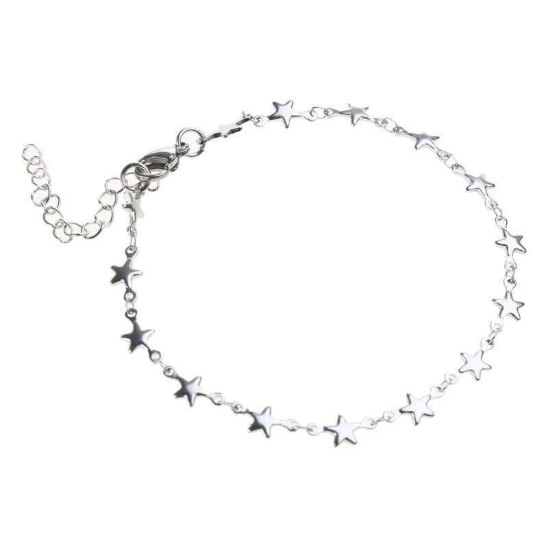 Simple Charm Bracelets for Women Girls Silver Color Five-pointed Stars bangles Adjustable chain Trendy Hand Accessories Z260313