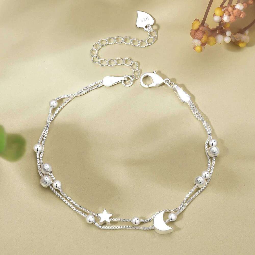 Sterling Silver Women's Hand Bracelets Ball Moon For Girls Ladies Wedding Engagement Luxury Jewelry Accessories Argent 925 Z260313