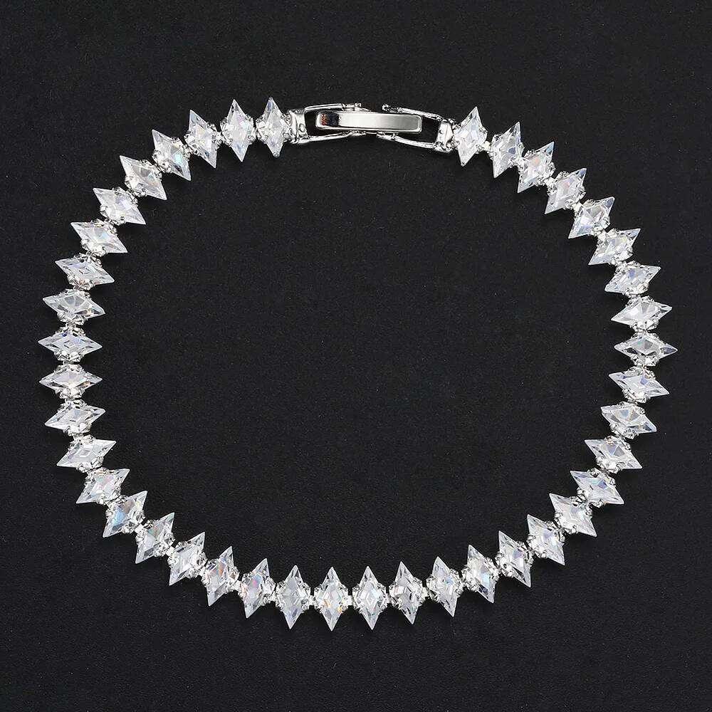 Luxury Dainty Tennis Bracelet for Women Silver Color Sparkling Cubic Zircon Stackable Hand Chain Crystal Wedding Jewelry H085 Z260313