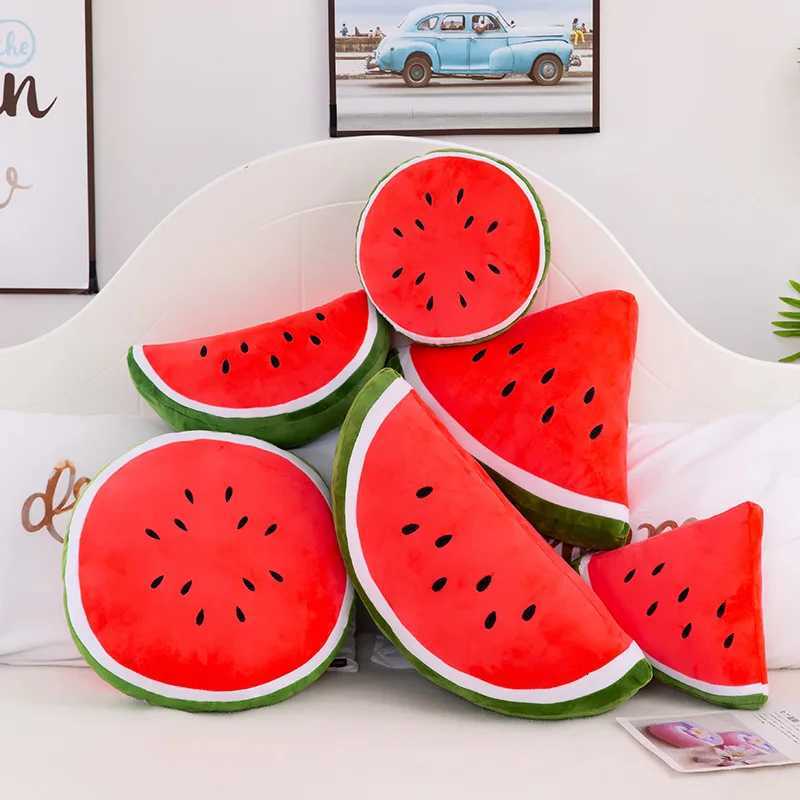 Lifelike Cute Watermelon Plush Toys Doll Stuffed Plant Cushions Kawaii Cartoon Fruits Pillow Soft Toy for Children Birthday Gift Y260314