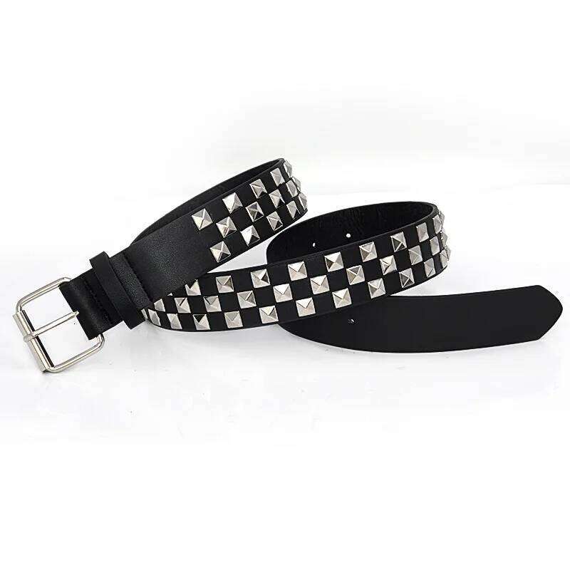 Shiny Pyramid Fashion Rivet Belt For Men&Women's Studded Punk Rock With Pin Buckle Z260226