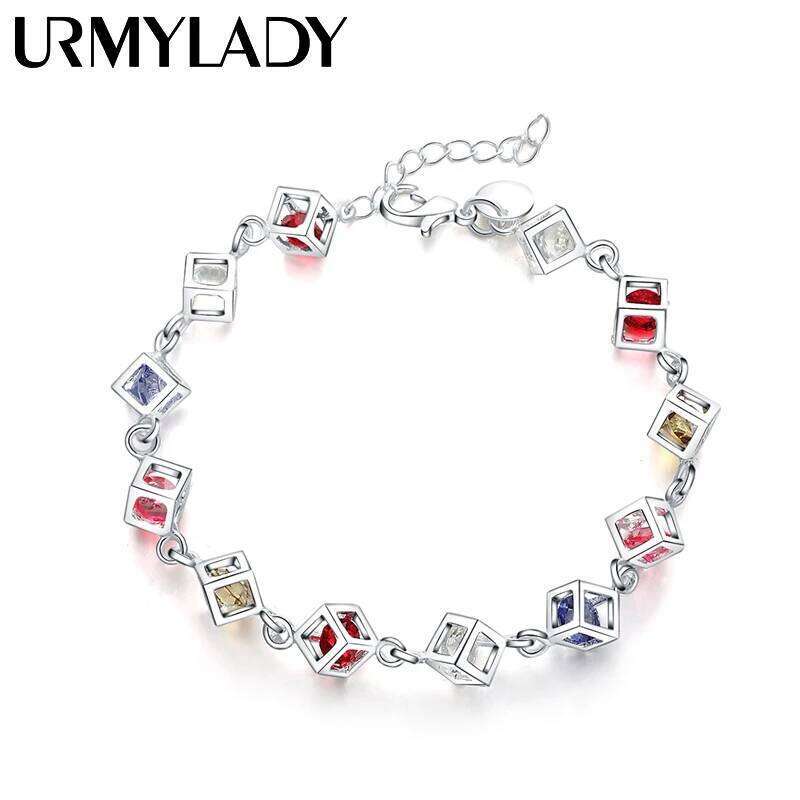 925 Sterling Silver bracelets women lady wedding gift Jewelry fashion charm colorful zircon crystal Bracelet Z260313