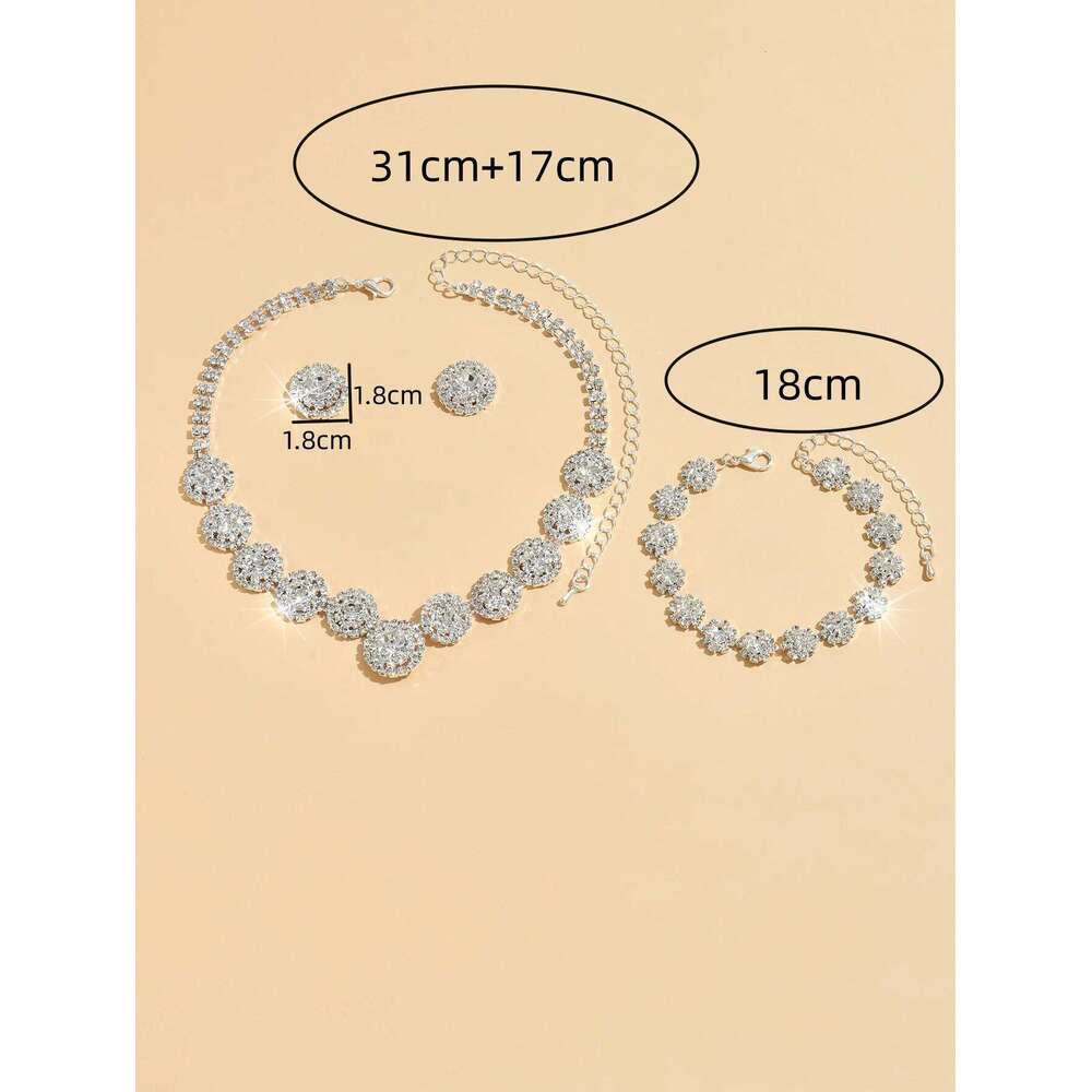 Women's Fashion Geometric Round Flower Necklace Earrings Bracelet Jewelry Set Wedding Banquet Party Holiday Gift Z260313