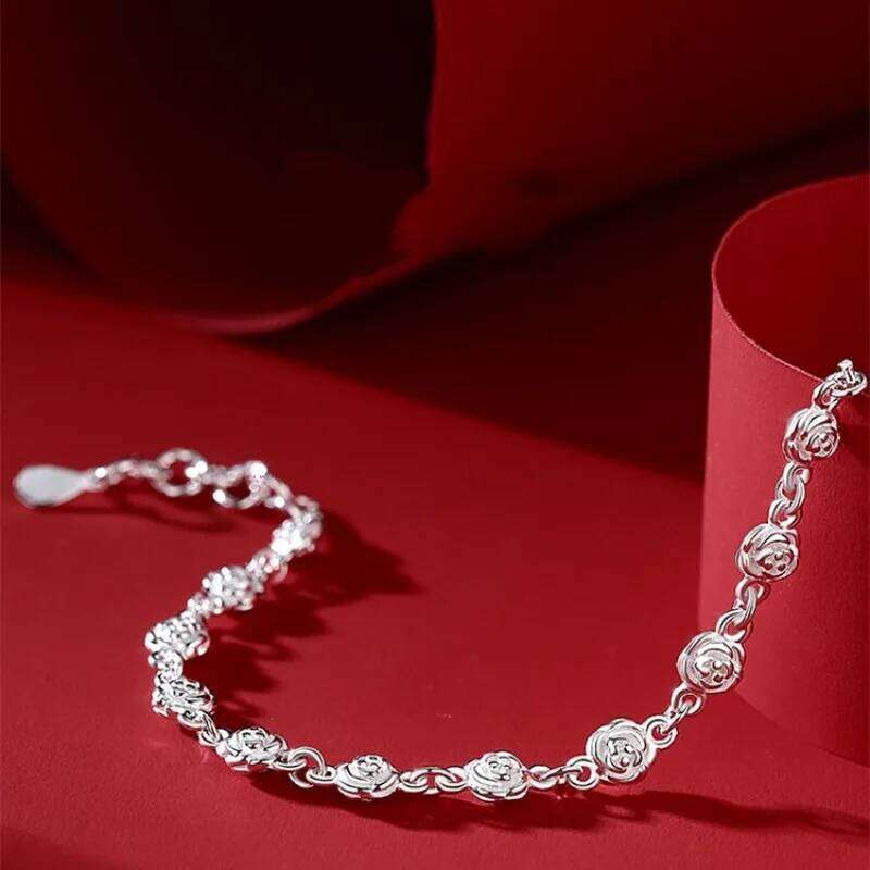 Luxury 925 Sterling Silver For Women Girls Fashion Korean Rose Flower Chain Bracelets Party Wedding Jewelry Gifts Z260313