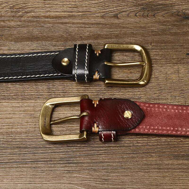 3.8CM Pure Cowhide High Quality Genuine Leather Belts for Men Korean Version Strap Male Brass Buckle Fancy Vintage Jeans Cowboy Z260226