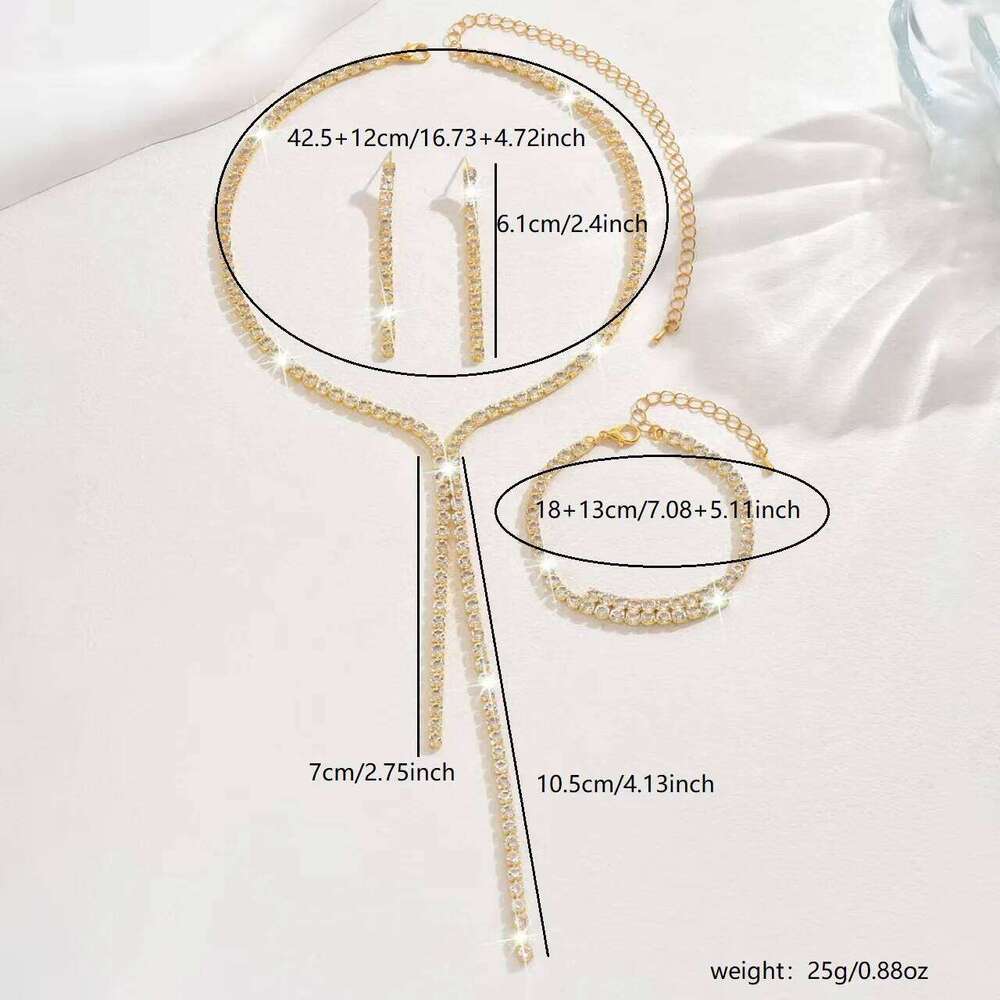 4PC Women's Fashion Geometric Necklace Earrings Bracelet Jewelry Set Suitable for Wedding, Party, Festival Gifts-8604 Z260313