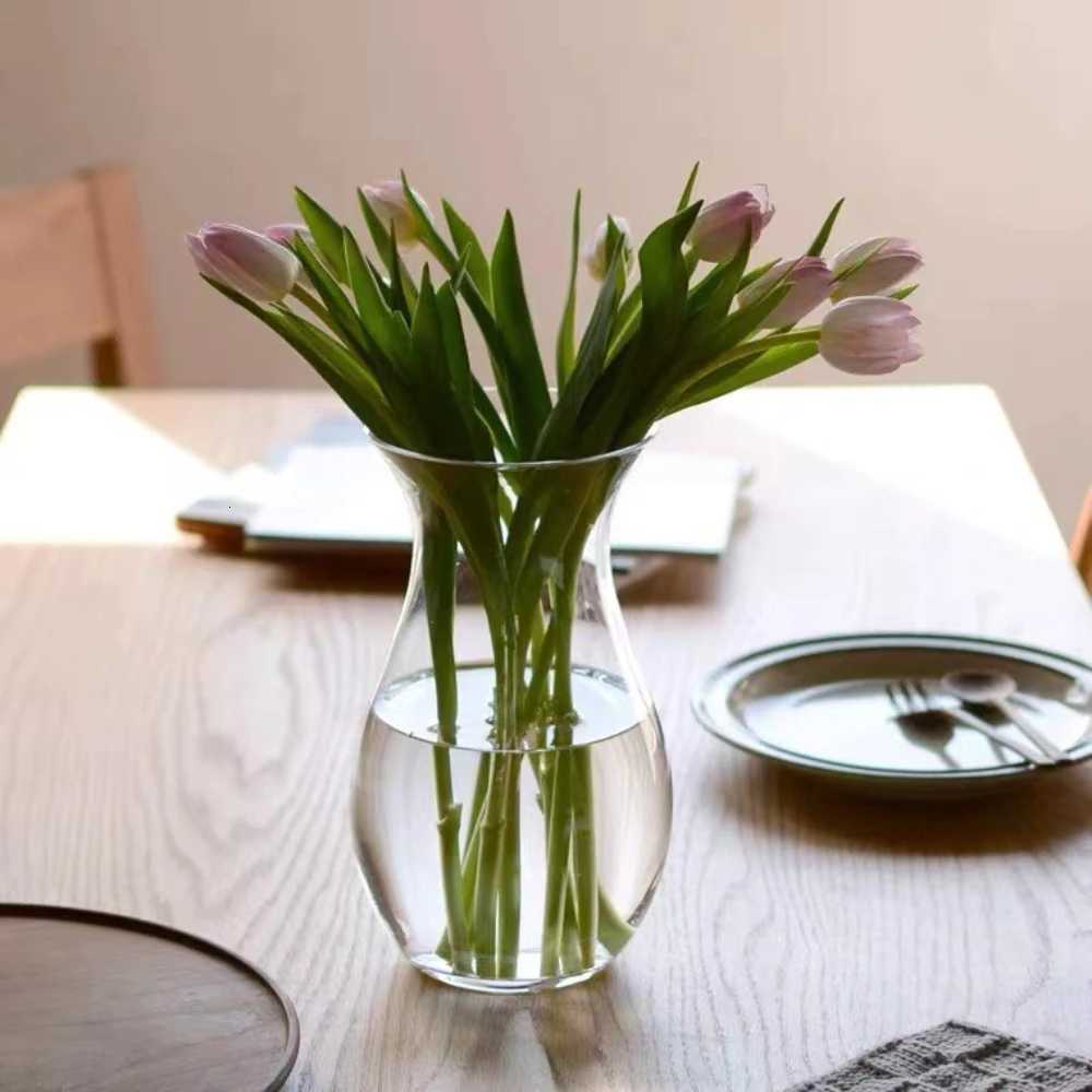 Modern Minimalist Waisted Glass Vase Hydroponic Flower Vase Nordic Style Elegant Home Living Room Decoration Ornament Y260314