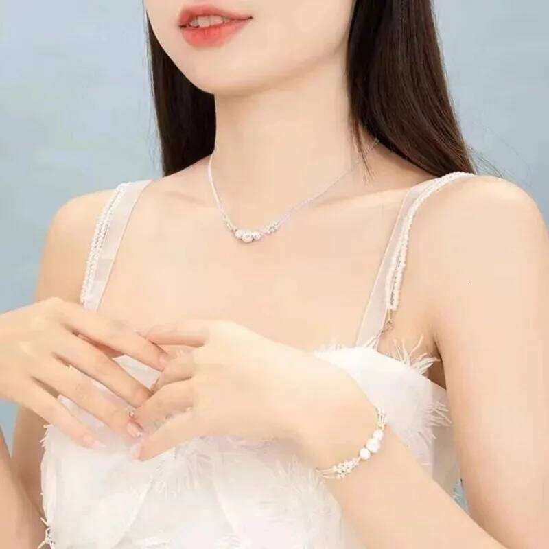 925 Sterling Silver Ball Necklace Bracelet for Woman Luxury Original Multi Layer Beads Set Party Exquisite Jewelry Z260313