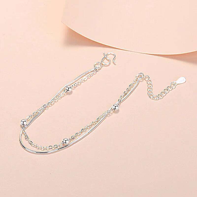 CIAXY Silver Color Double Layer Snake Bone Bracelet Female Interval Round Beads Bracelets Korean Small Fresh Jewelry Gifts Z260313