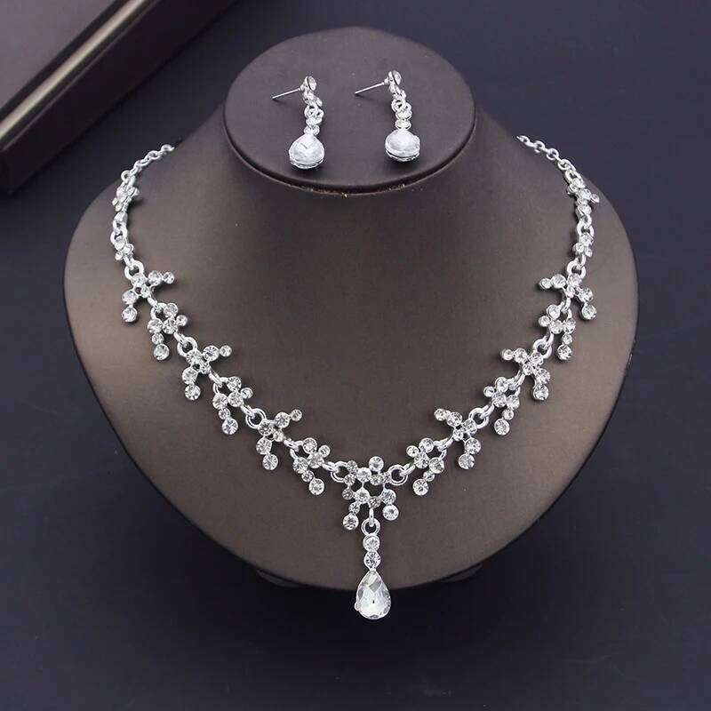 Luxury Purple Crystal Bridal for Women Earring Wedding Choker Necklace Set Bride Jewelry Sets Accessories Z260313