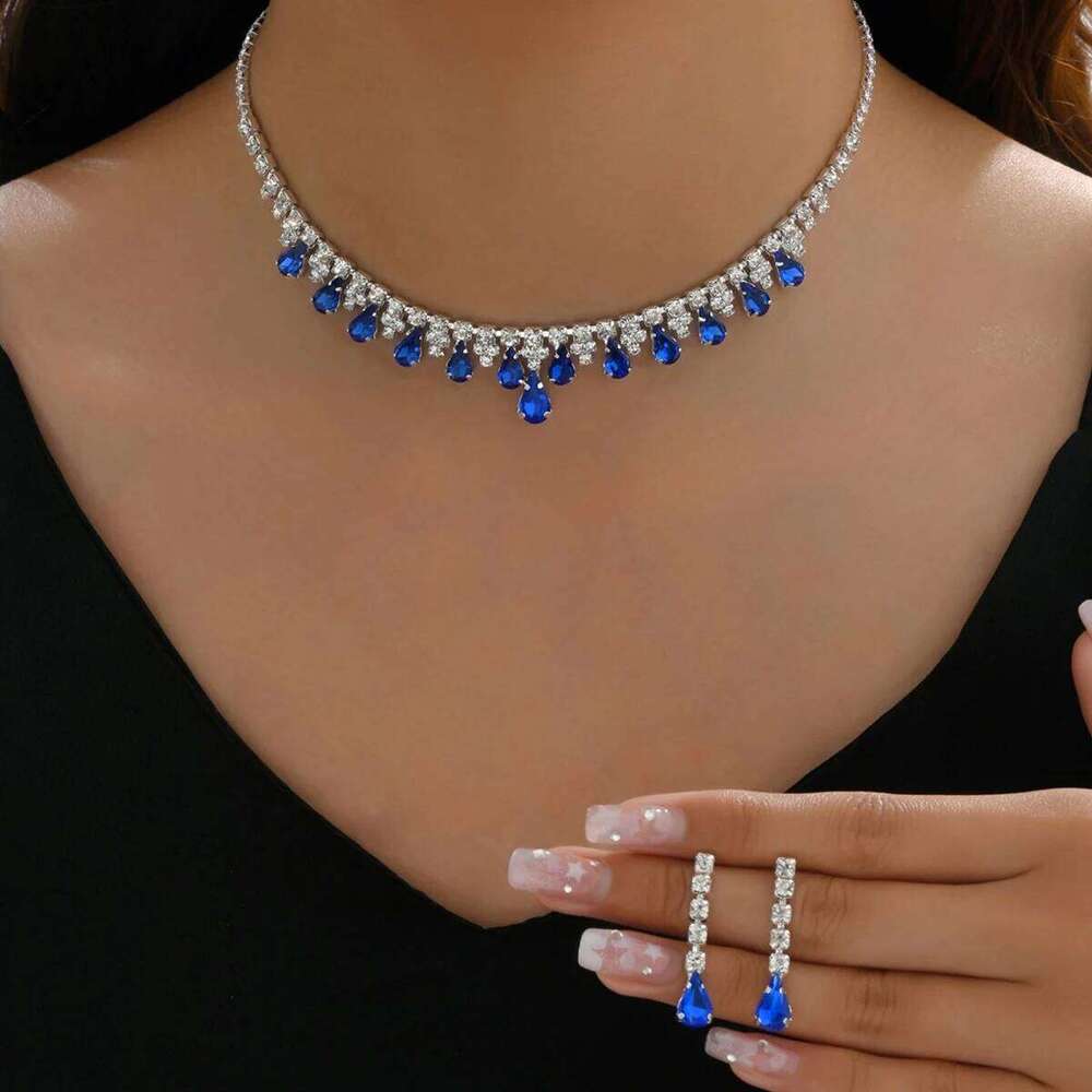 3pcs Women's Fashion Jewelry Set Crystal Earrings Necklace Wedding Banquet Party Luxury Accessories Z260313