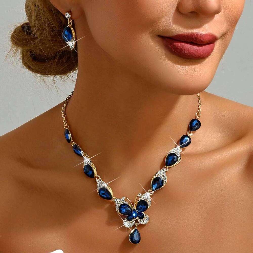 Ladies' Design Butterfly Necklace Earrings Jewelry Set Suitable for Wedding, Party, Festival Gifts Z260313