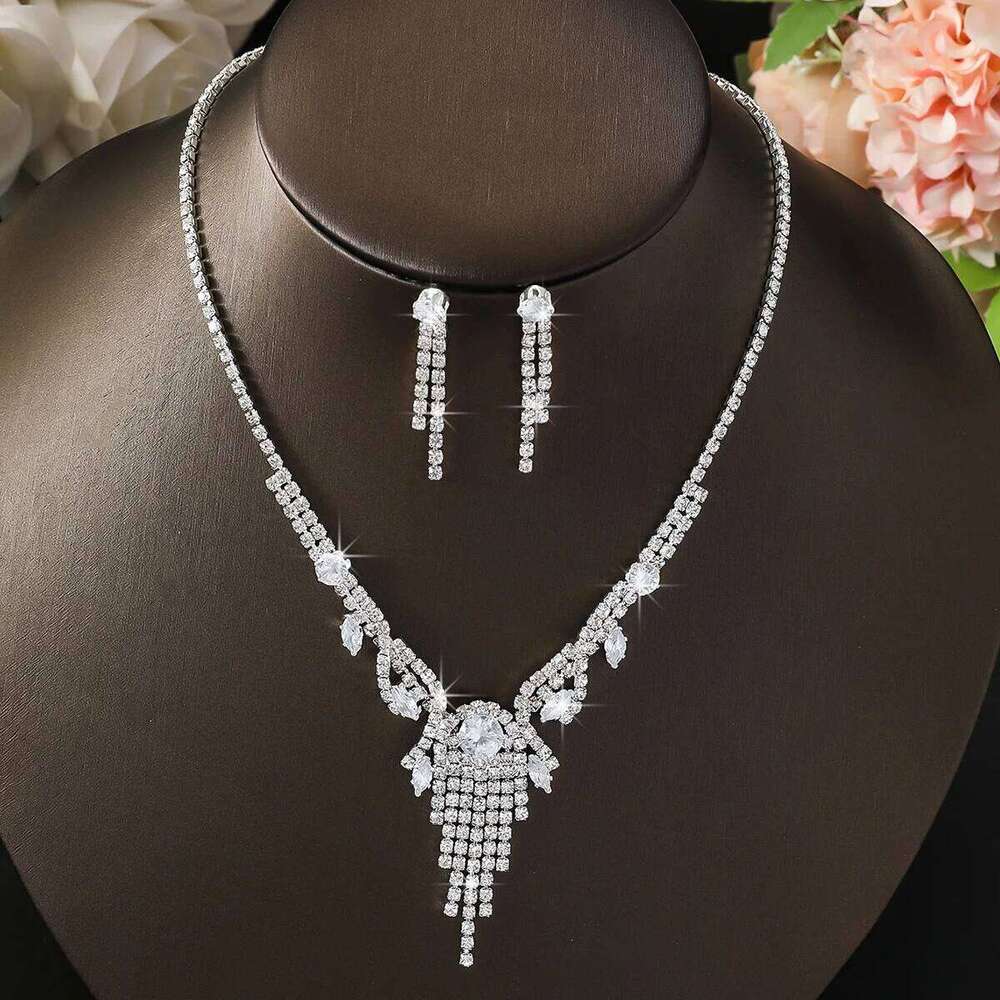 3PC Women's Fashion Design Tassel Necklace Earrings Jewelry Set Suitable for Wedding, Party, Festival Gifts Z260313