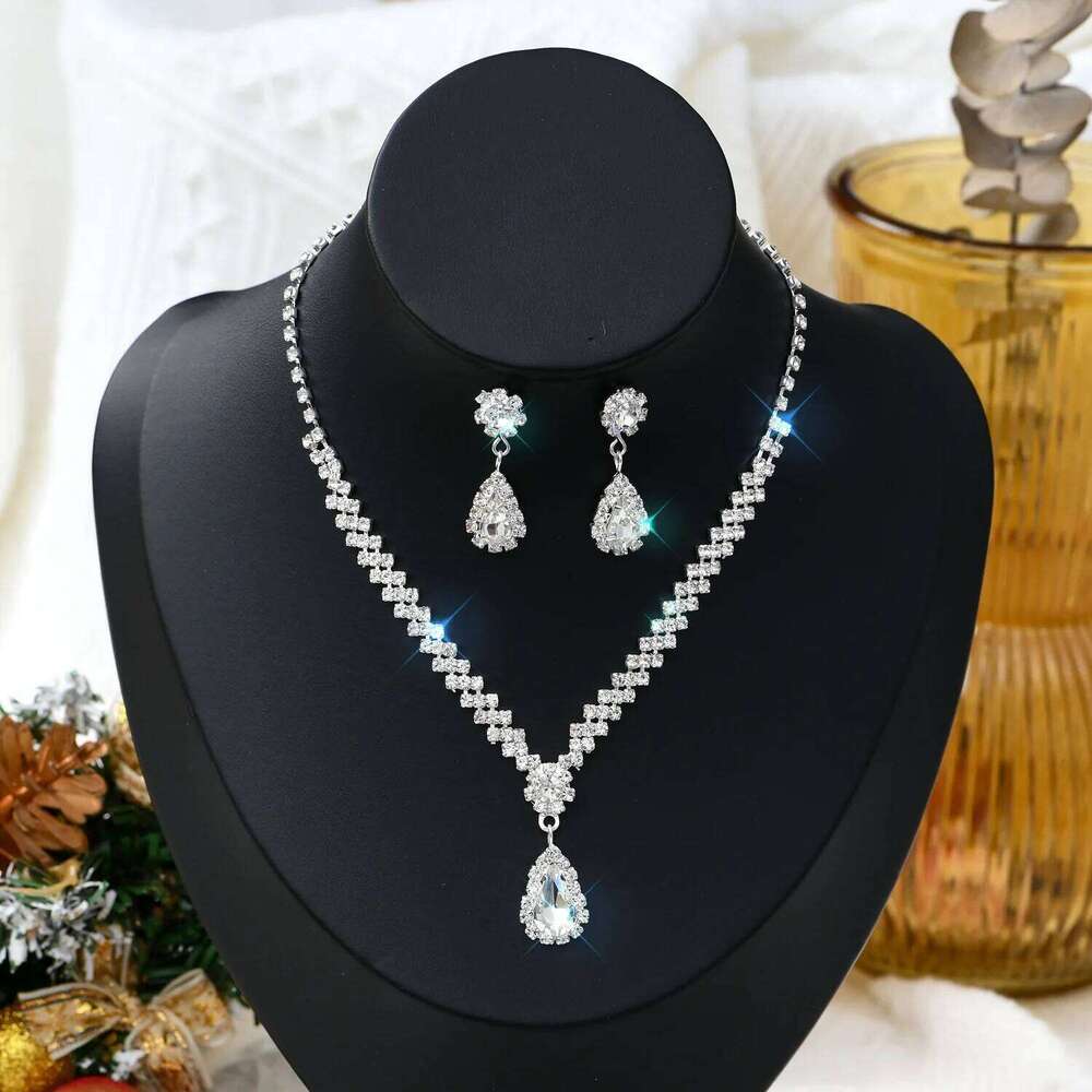 1 Set Of Fashionable And Simple Water Droplet Necklace, Earrings, Jewelry Set, Women's Wedding Banquet Party Daily Accessories Z260313