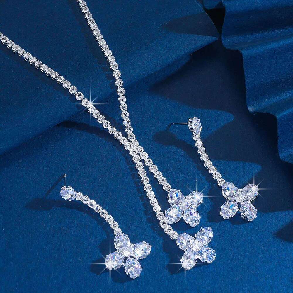 3PC Women's Fashion Four Leaf Flower Series Necklace, Earrings, Jewelry Set Suitable for Wedding, Party, Festival Gifts-8525 Z260313