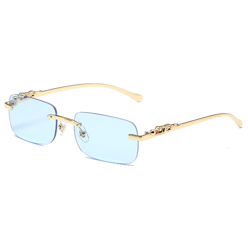 Luxury Brand Designer Sunglasses New Frameless Square Sunglasses For Men And Women Retro Cheetah Decorative Sunglasses Leopard Head Metal Sunglasses
