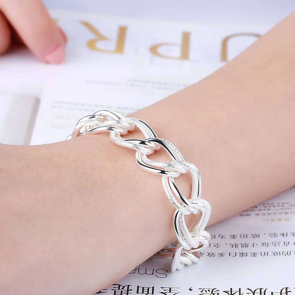 925 Sterling Silver beautiful Double twist chain Bracelets For Women fashion party Wedding accessories Jewelry Holiday gifts Z260313