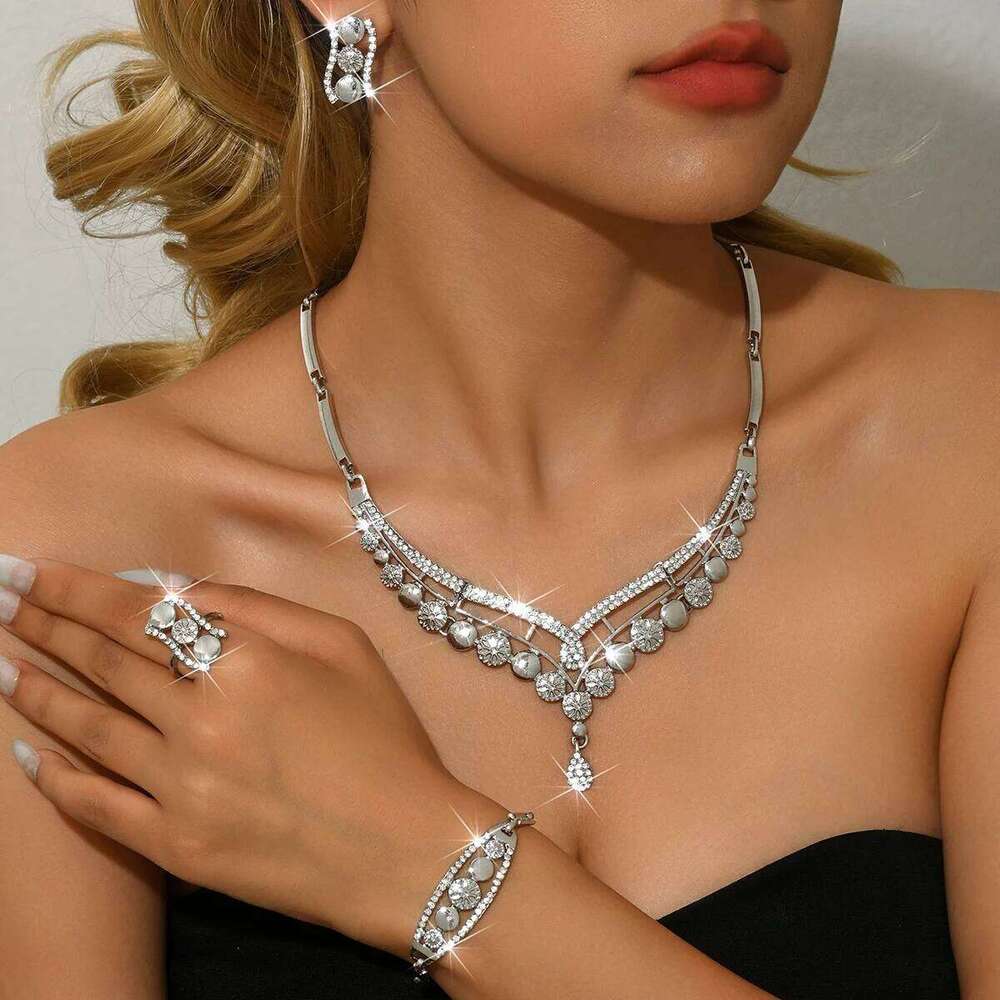 European American exaggerated and exquisite alloy four piece set banquet dress with accessories Z260313