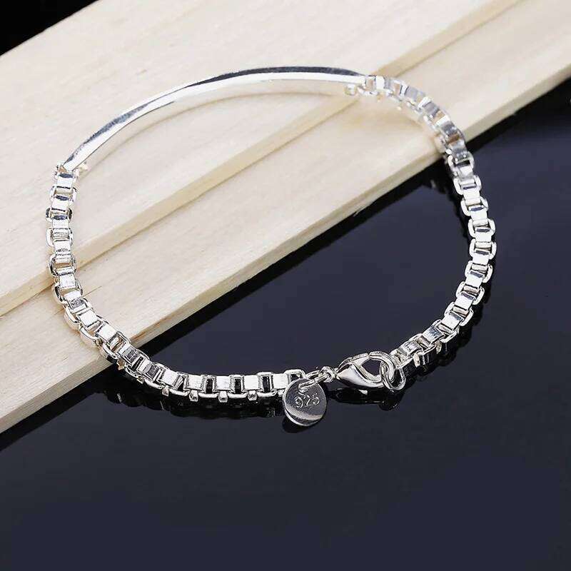 URMYLADY 925 Sterling Silver 4mm Box Chain Bracelet For Women Men Wedding Engagement Party Fashion Charm High Quality Jewelry Z260313