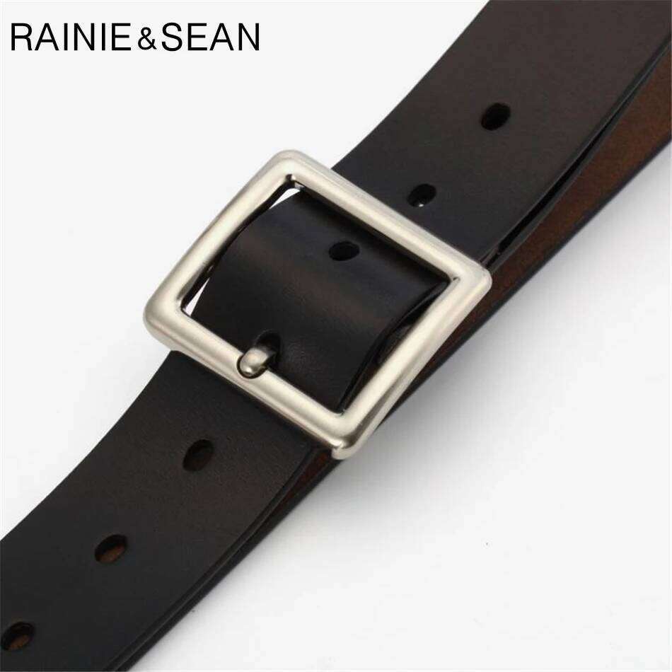 RAINIE SEAN White Real Leather Belts For Women Pin Buckles Cowskin Red Black Camel Waist Belt Ladies Z260226
