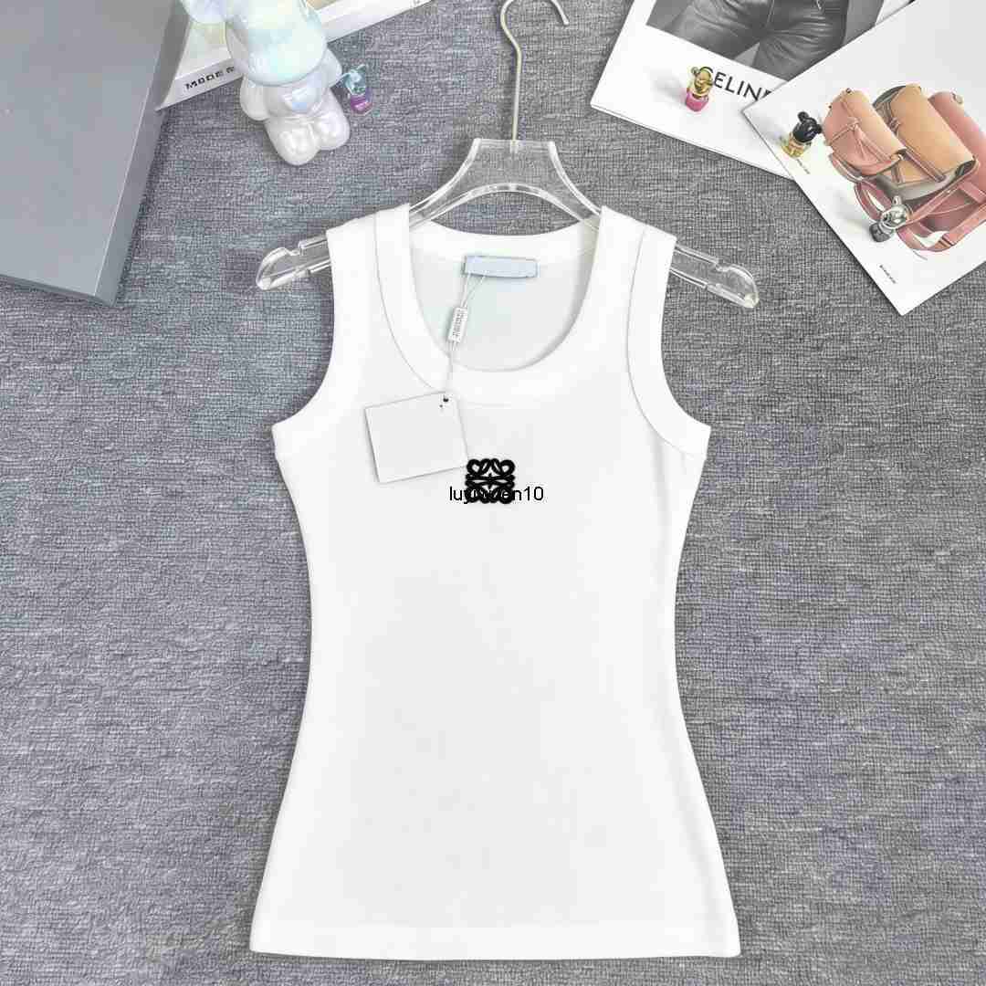 Women's T-Shirt Womens T-shirt Summer ribbed vest womens V-neck sleeveless slimming casual daily vacation beachwear white and black added designer top