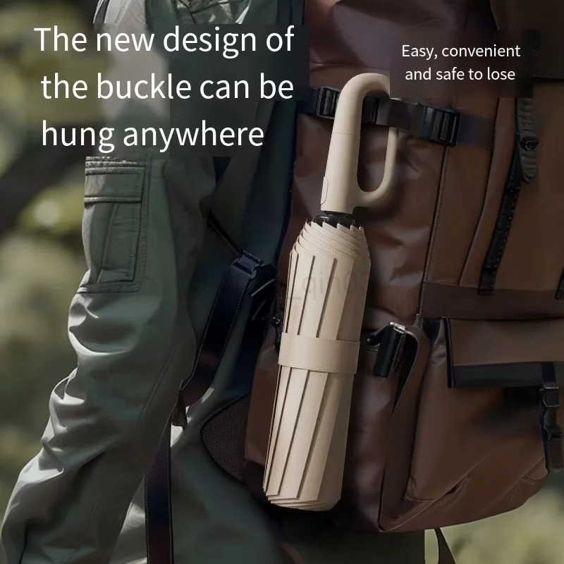 Extra-large reinforced UV-resistant windproof rainproof fully automatic rotating buckle folding umbrella with double ribs H260314