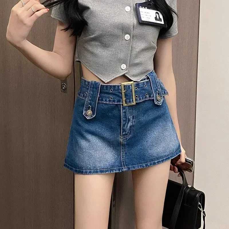 Ins Summer Women High Waist Shorts Skirts s Vintage Sexy Nightclub Denim Dress Female Stripper Dance Black Blue Jeans Skirts M260314