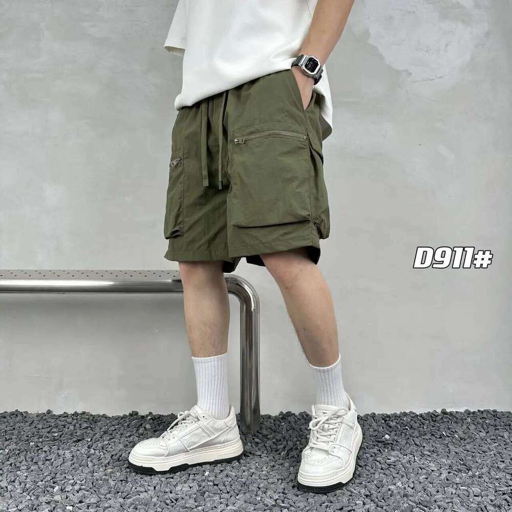 Quick drying summer multi pocket thin solid color simple loose workwear shorts for men, five point casual trendy brand sports pa Z260314