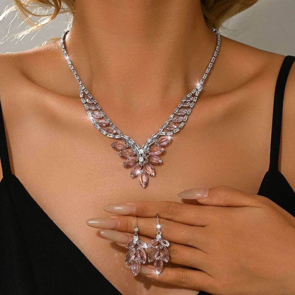 French high-end socialite style dinner party wedding dress versatile necklace earrings two-piece set with accessories Z260313