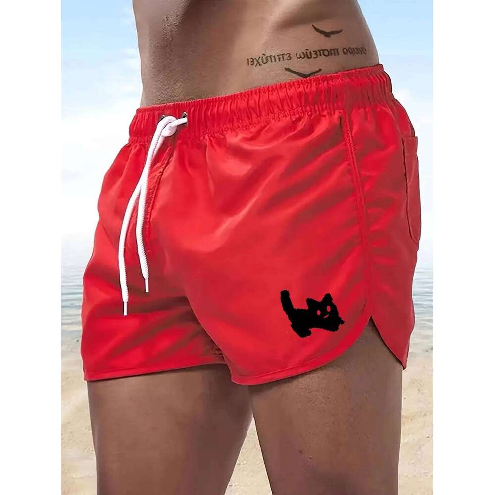 Beach cat print summer breathable swimming hot selling men's casual and fashionable surfing shorts Z260314
