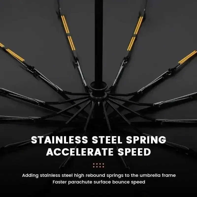 anti-ultraviolet foldable umbrella Thick and durable 12-rib black glue fully automatic umbrella for both sunny and rainy use H260314