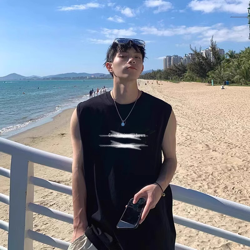 Summer Heavyweight Basketball Sports Sleeveless Designer T-shirt Top American Designer Hoodie High Polo Street Letter Print Tank Top For Boys