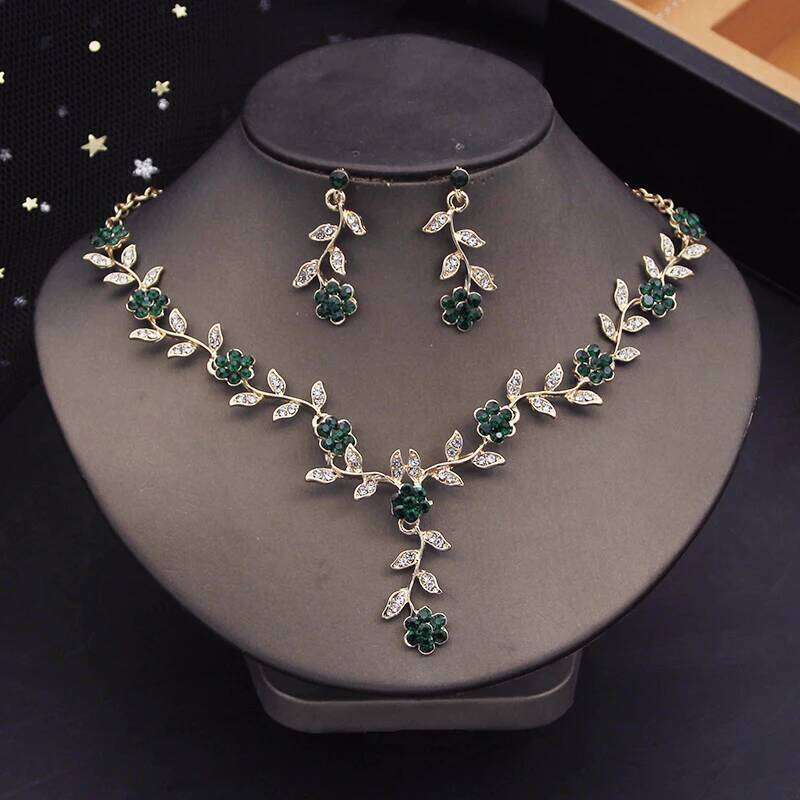 Rhinestone Bride Jewelry for Women Luxury Flower Choker Earrings Wedding Dress Bridal Necklace Sets Fashion Z260313
