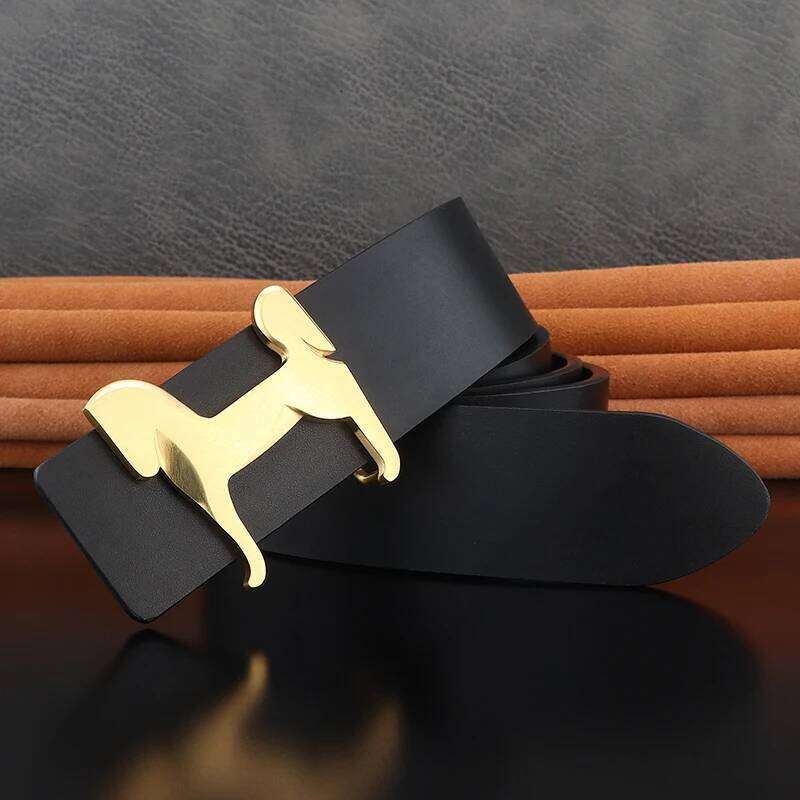 High grade Stainless steel horse slide buckle men belts 3.8cm wide genuine leather Waistband cowboy casual ceinture homme Z260226