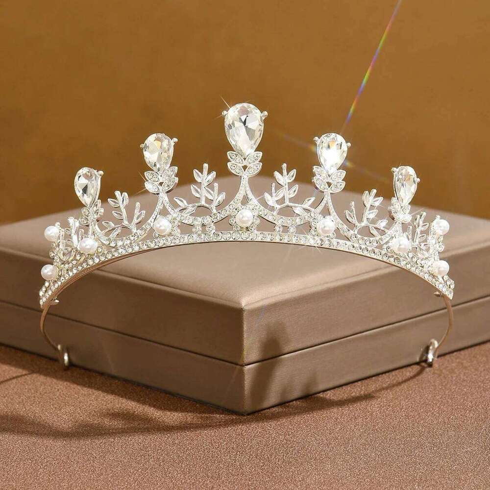 Ladies' fashionable water droplet design luxurious crown necklace earrings jewelry set wedding party holiday gift Z260313