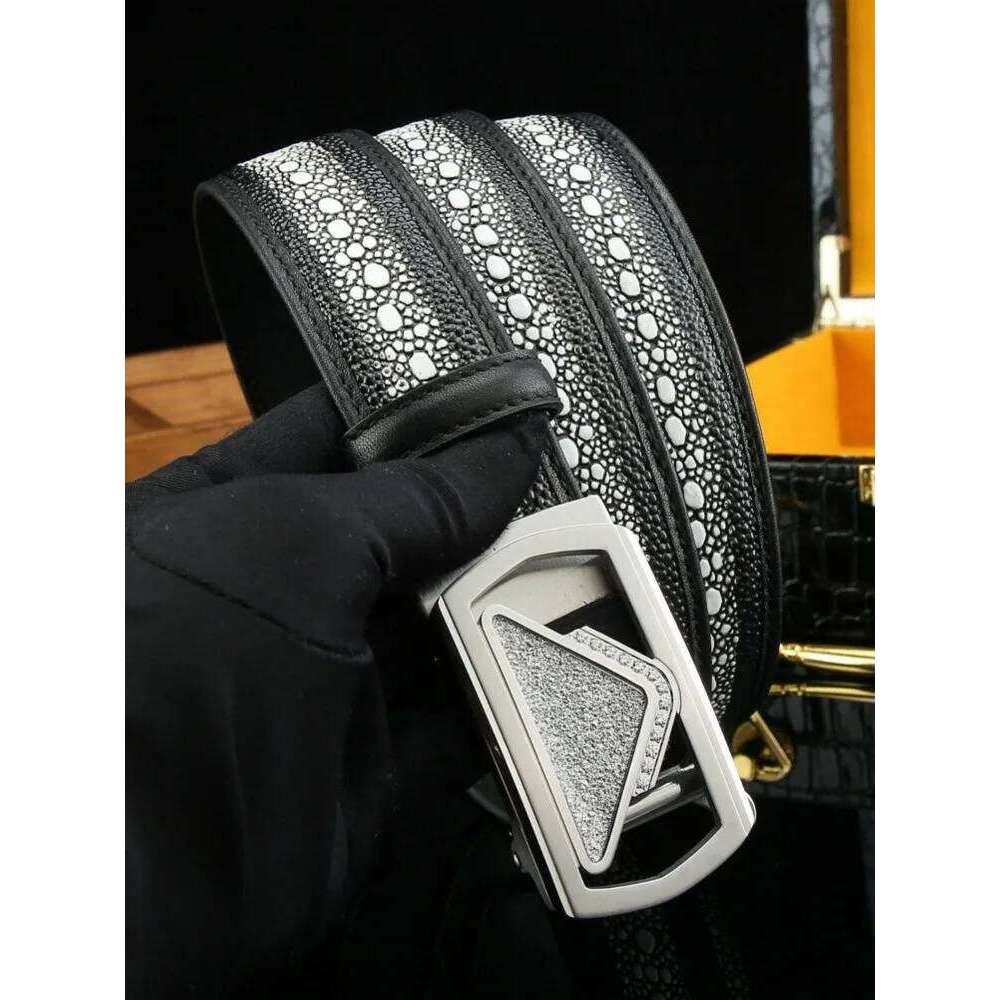 Fashion Male Pearl Fish Pattern Genuine Leather Belt Buckle Vintage Business Cowskin Casual Versatile Handmade Belts For Jeans Z260226
