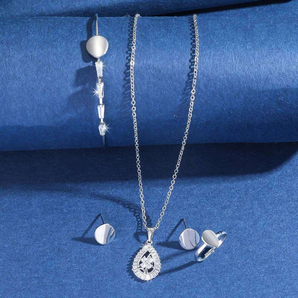 Euramerican ins style women's creative necklace earrings bracelet ring Fried Dough Twists set jewelry Z260313