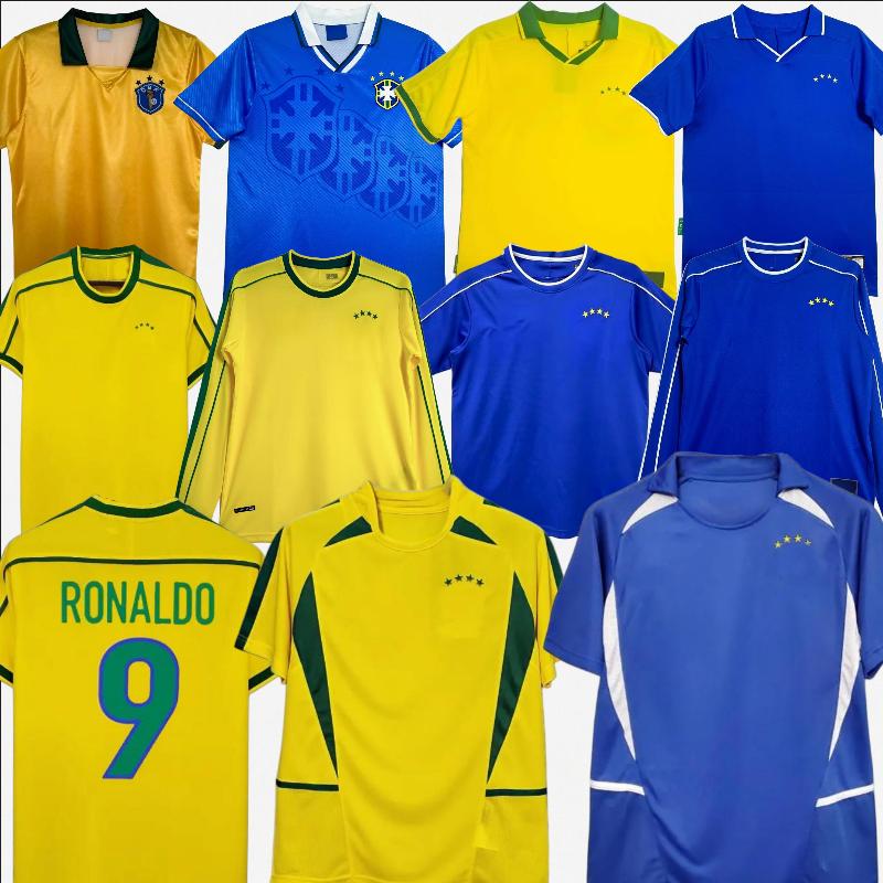 Brasil retro jerseys 1998 1988 96 97 02 home away long sleeves jersey BraziLS retro vintage jersey yellow blue camisa de futebol KAKA RONALDO Ronaldinho RIVALDO