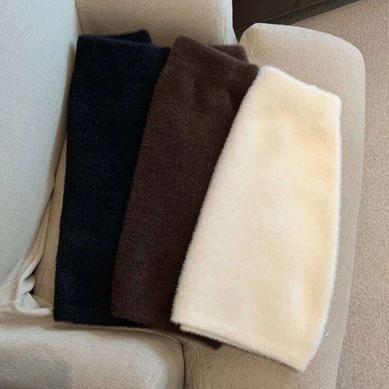 Elastic Waist Slim Women Short Sexy All-Match Basic Mini Winter Autumn Sweet Warm Knit Imitation Mink Fur Skirt Z260314